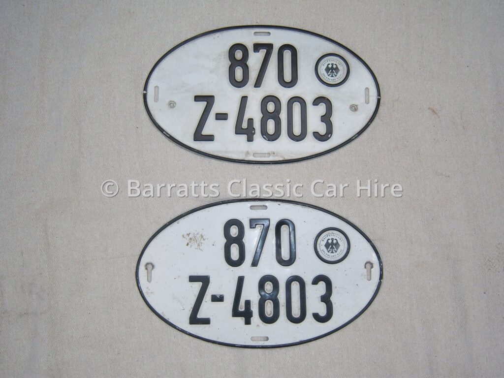 Original oval shaped number plates when donovan’s chauffeur collected the car from the mercedes-benz factory in stuttgart, germany