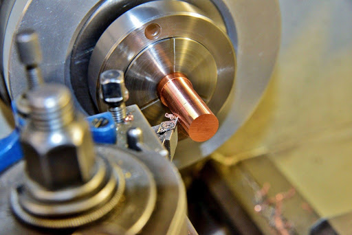 Lathe turning copper